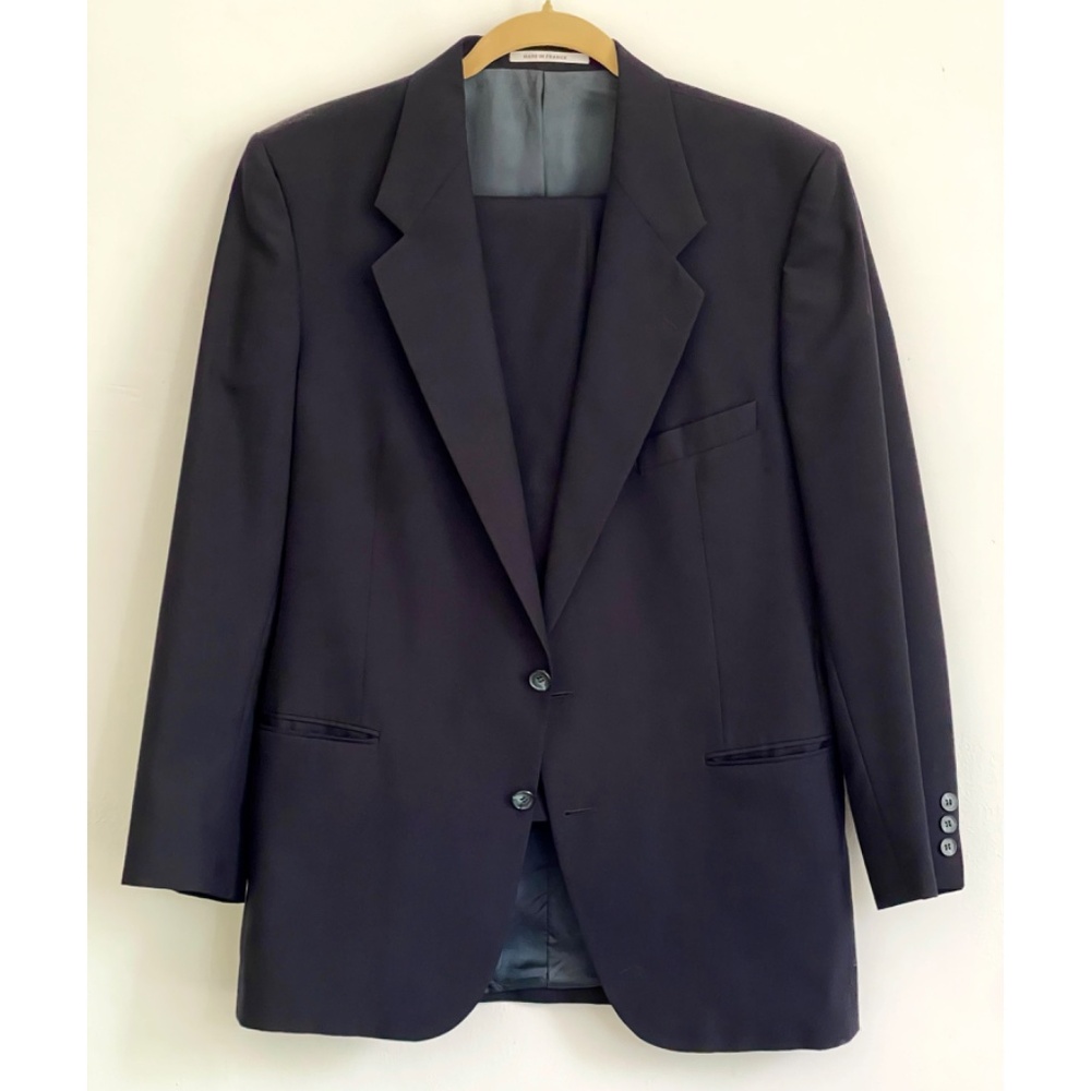 Yves St Laurent YSL, Vintage Wool Navy Suit, Mens US 42, 33Wx26L, Made in France